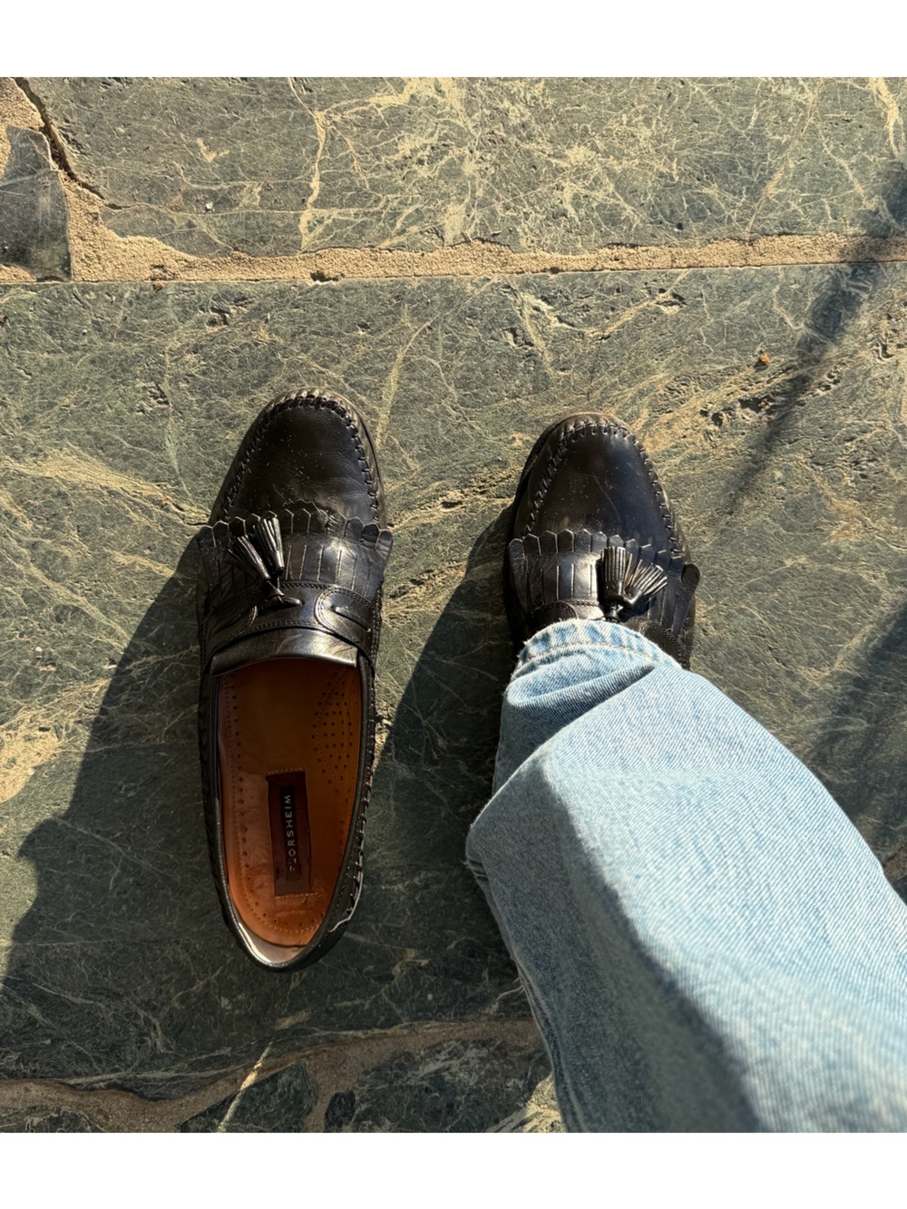 Florsheim Black Leather Tassel Kiltie Loafers